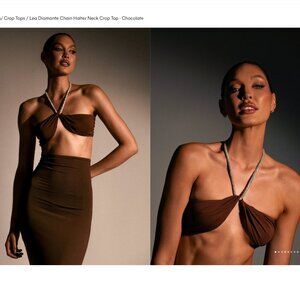 Meshki Lea Diamante Chain Halter Neck Crop Top Bandeau